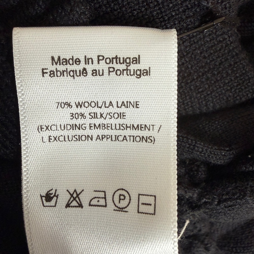 Simone Rocha Cardigan Black Wool Silk Ruffle Back Button Front‎ Size Large New - Picture 5 of 7
